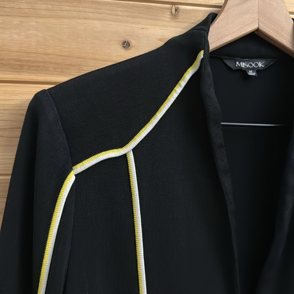 Misook Size Medium Yellow & White Piping Front Closure Blazer - Picture 4 of 10
